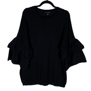 Eloquii Sweater 14 16 Plus Size Black Ruffle Sleeve Trendy Chic Modern Pullover
